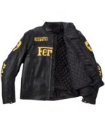 Ferrari Black Leather Biker Jacket