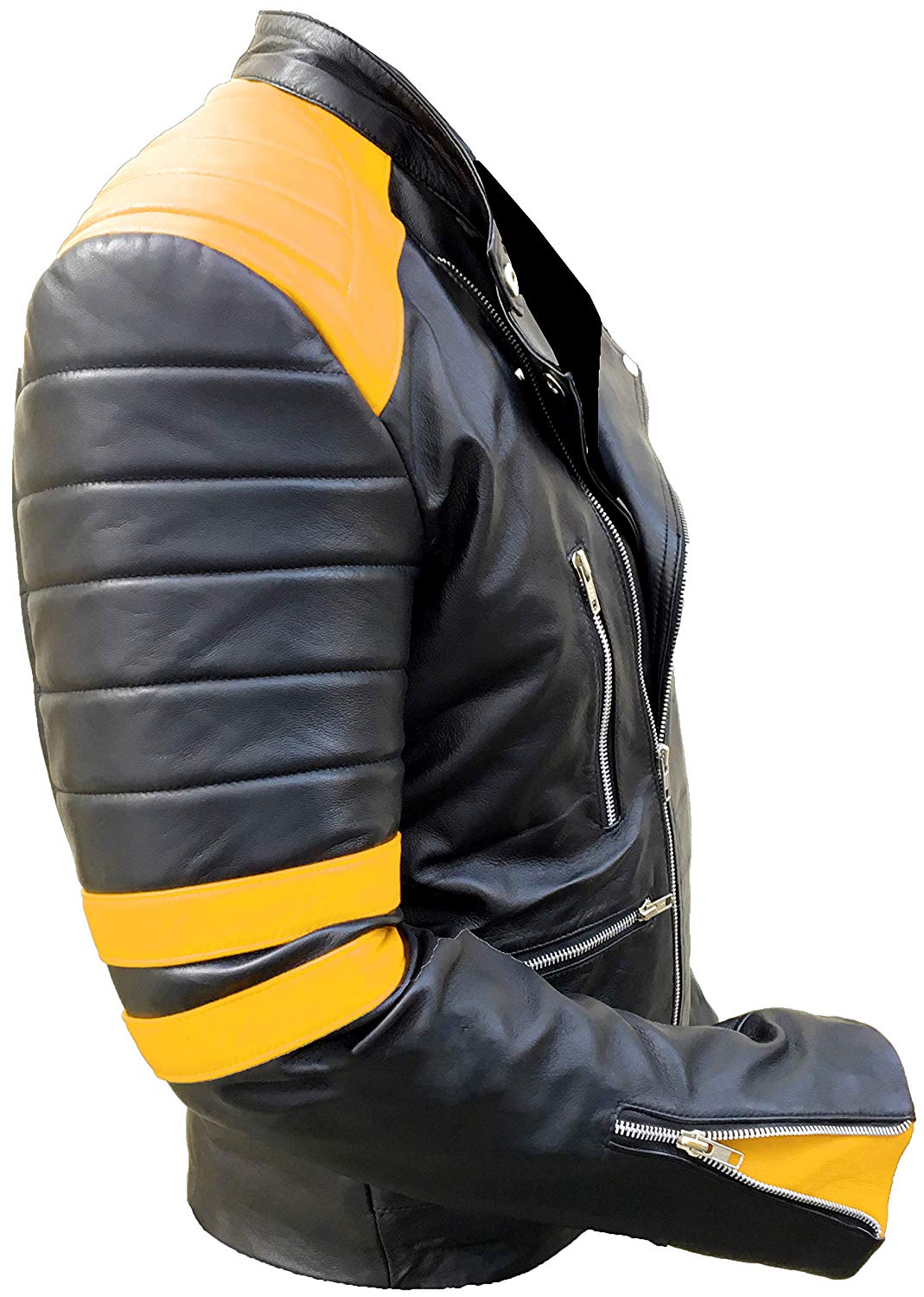Maker of Jacket Biker Jackets Men's Classic Yellow and Black Leather