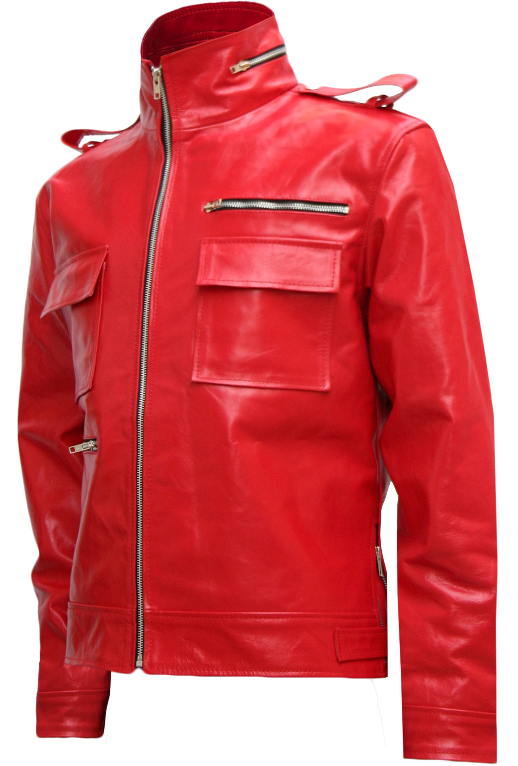 Men's Chinese collar Front zipper leather jacket with side buckles sof –  Leather Place