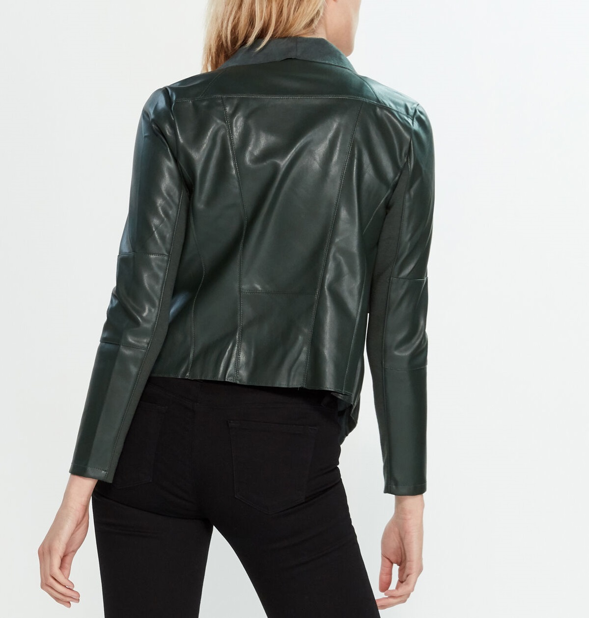 Mens Ionic Green Leather Biker Jacket