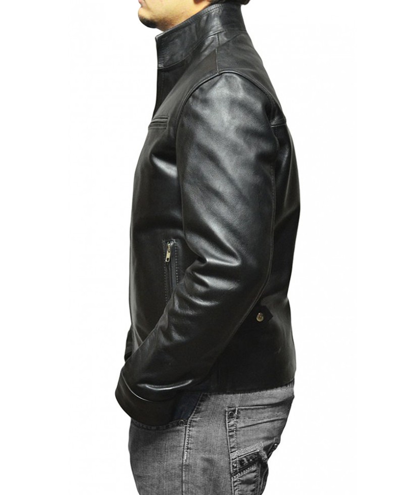 Diesel Men Fashion leather jacket men Black