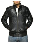 Amigo-Black-Leather-Bomber-Jacket-front