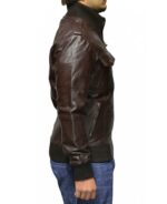 The-Spy-Brown-Leather-Bomber-Jacket-Right-Arm