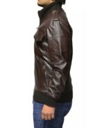The-Spy-Brown-Leather-Bomber-Jacket-left-Arm