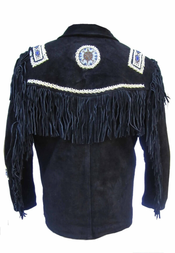 Black Western Coat Cowboy Suede Fringe Leather Jacket