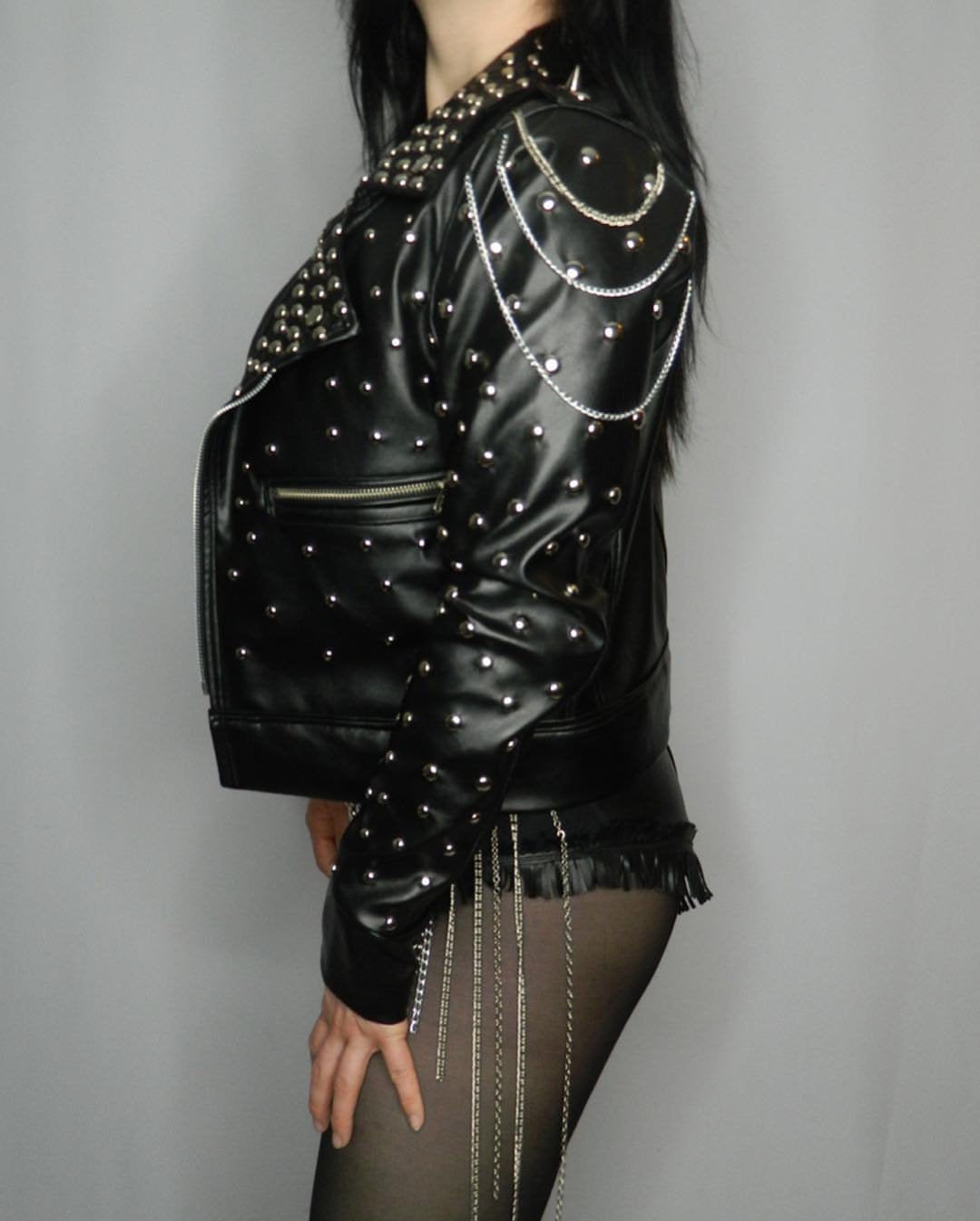 Leather jacket, Leather chain, Fashion