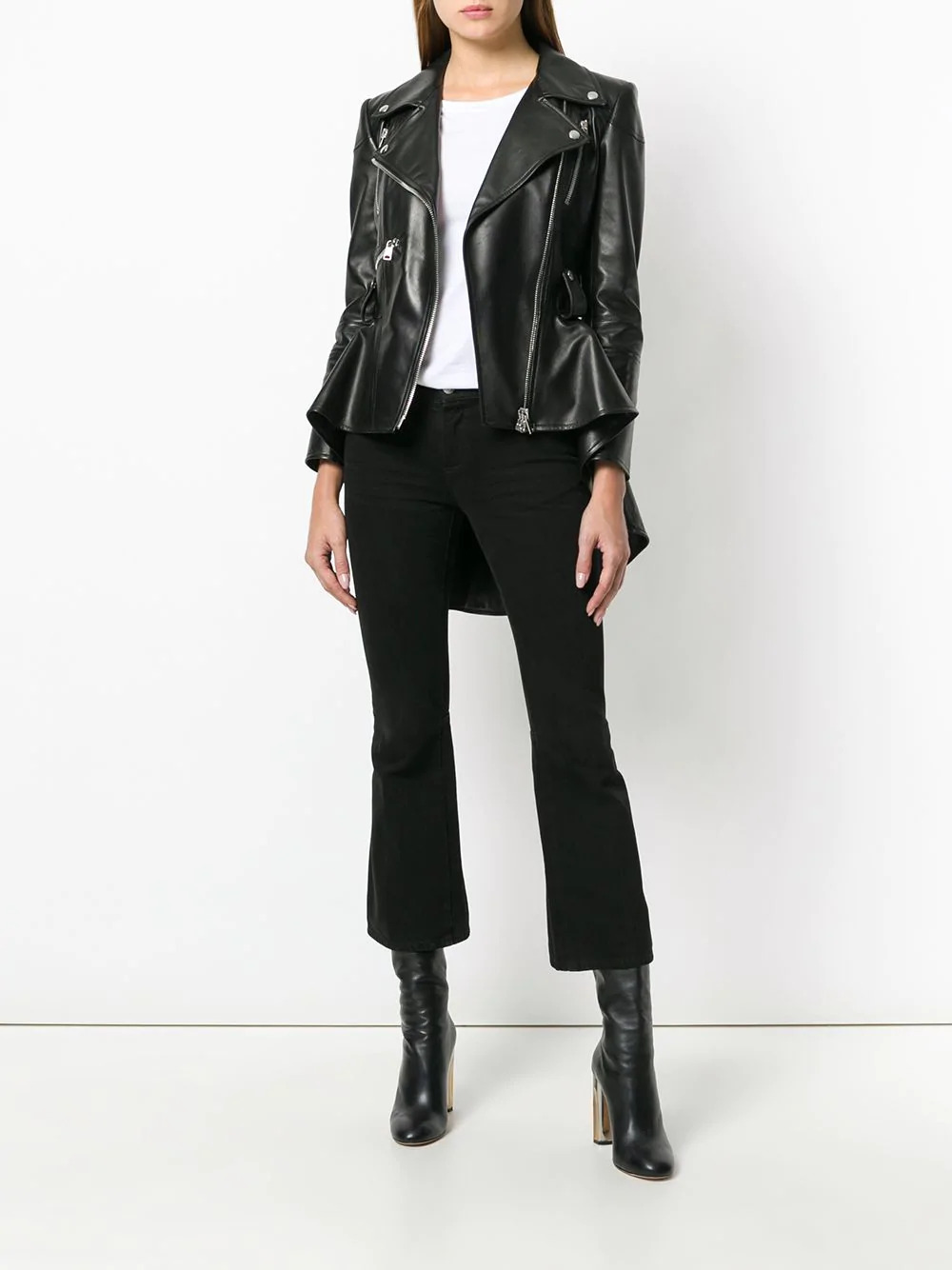 Women S Black Leather Peplum Biker Jacket Maker Of Jacket