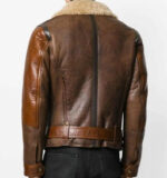 Brown Shearling Biker Flying Leather Jacket