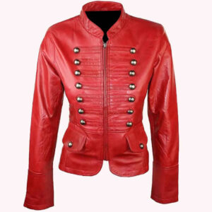 Elegant Women Leather Military Jacket