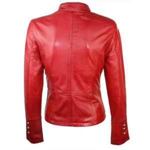 Elegant Women Leather Military Jacket