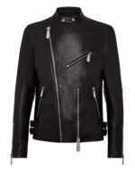 Men's Studded Cowboy Leather Biker Jacket
