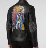 Men's Studded Cowboy Leather Biker Jacket
