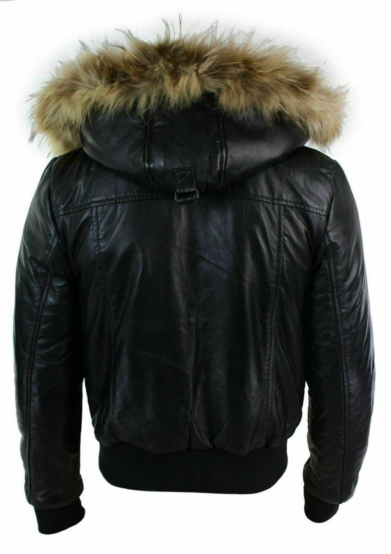 Genuine Leather B3 Hooded Long Men's Fur Coat