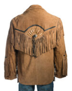 Men's Fringe & Beaded Native American Coat Style Western Cowboy Leather Jacket