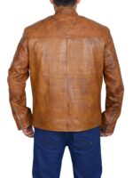 Vintage Distressed Light Brown Leather Jacket