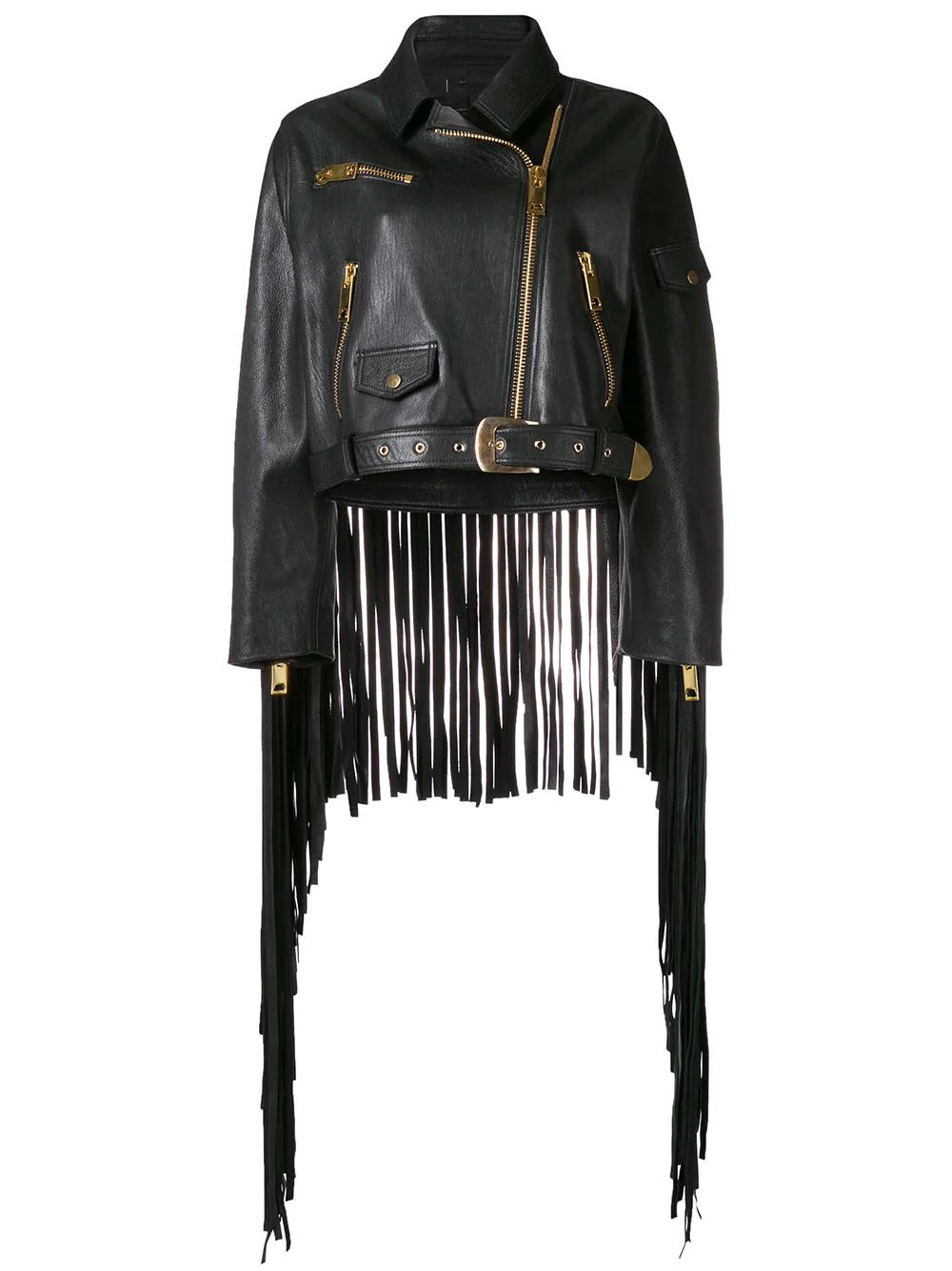 Women's Oversized Fringed Leather Jacket - Maker of Jacket