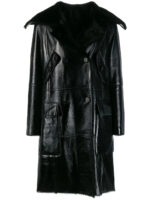 Women Double Breasted Leather Coat