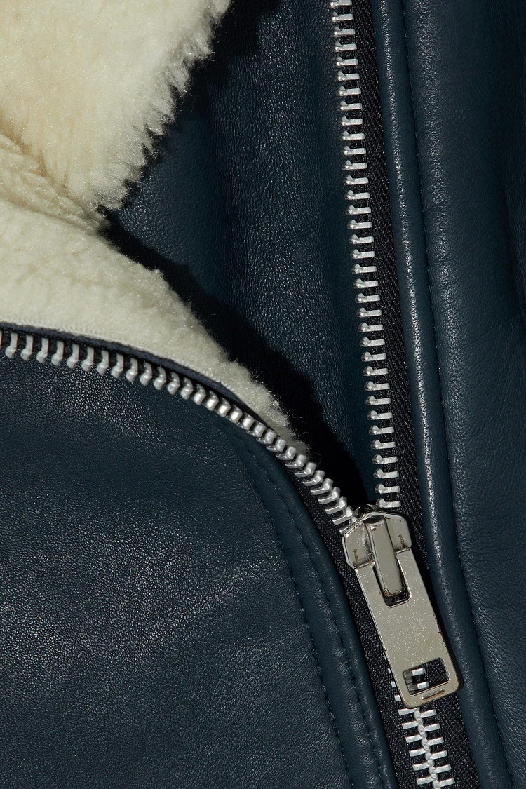 Celine Faux Fur Trimmed Leather Jacket - Maker of Jacket