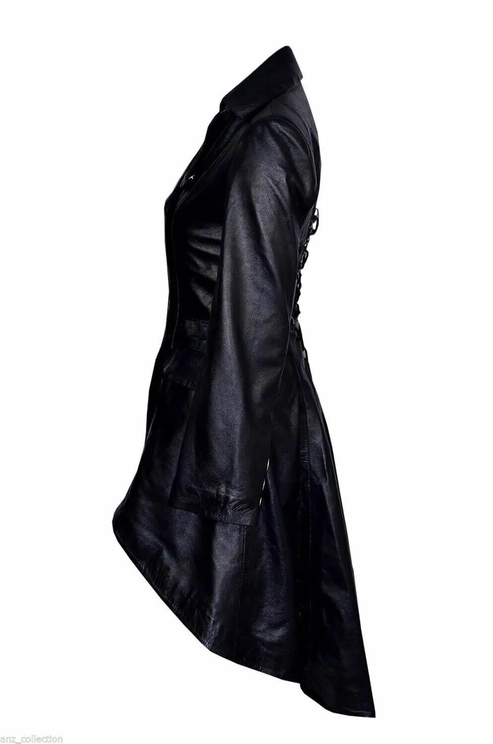 Black Victorian Vampire Gothic Vintage Military Leather Coat