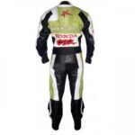 Honda Hannspre White And Green Biker Leather Jacket