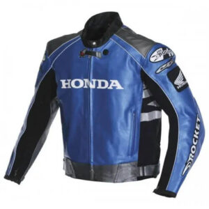 Honda Rocket Blue motorcycle Leather Jacket For Men