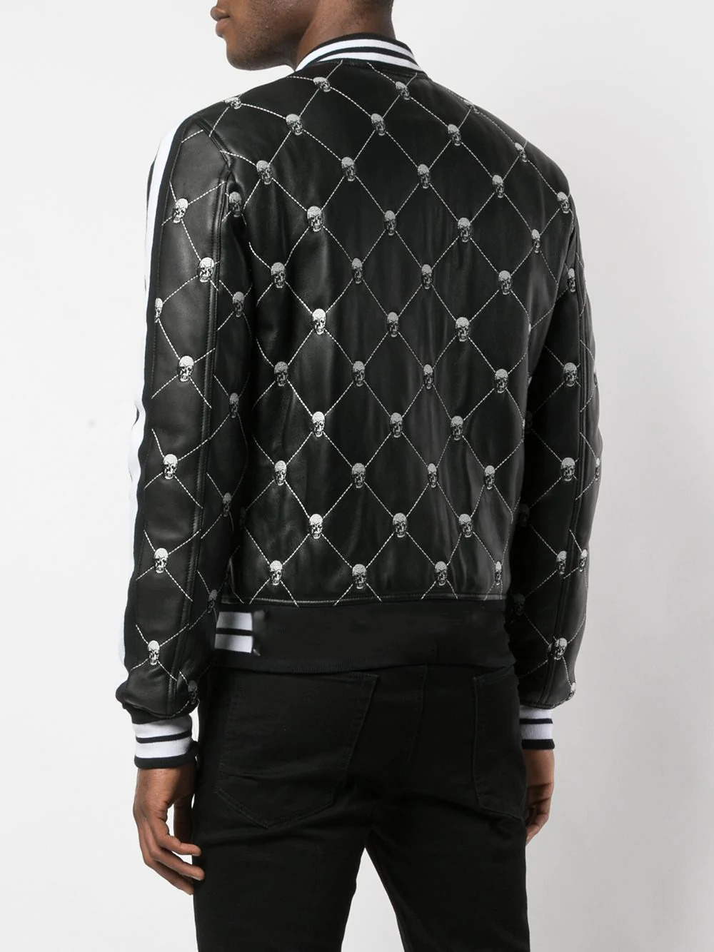 Studded Quilted-Leather Bomber Jacket