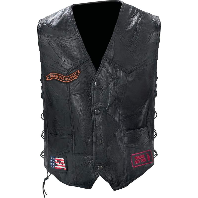 Diamond Plate Rock Design Buffalo Leather Biker Vest - Maker of Jacket