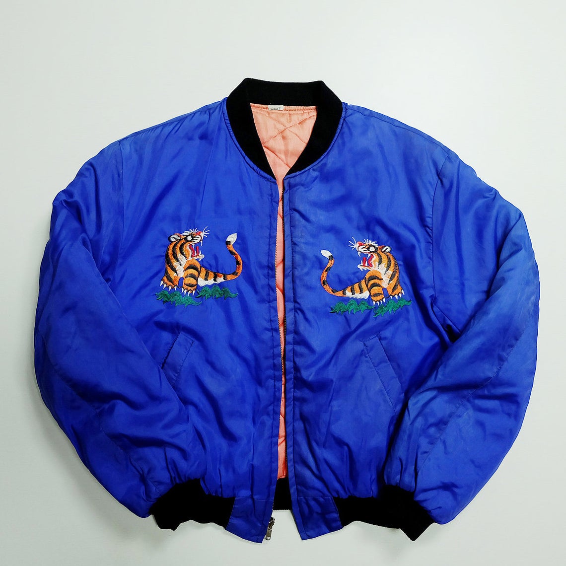 Maker of Jacket Bomber Jackets Vintage Japanese Blue Tiger Embroidery