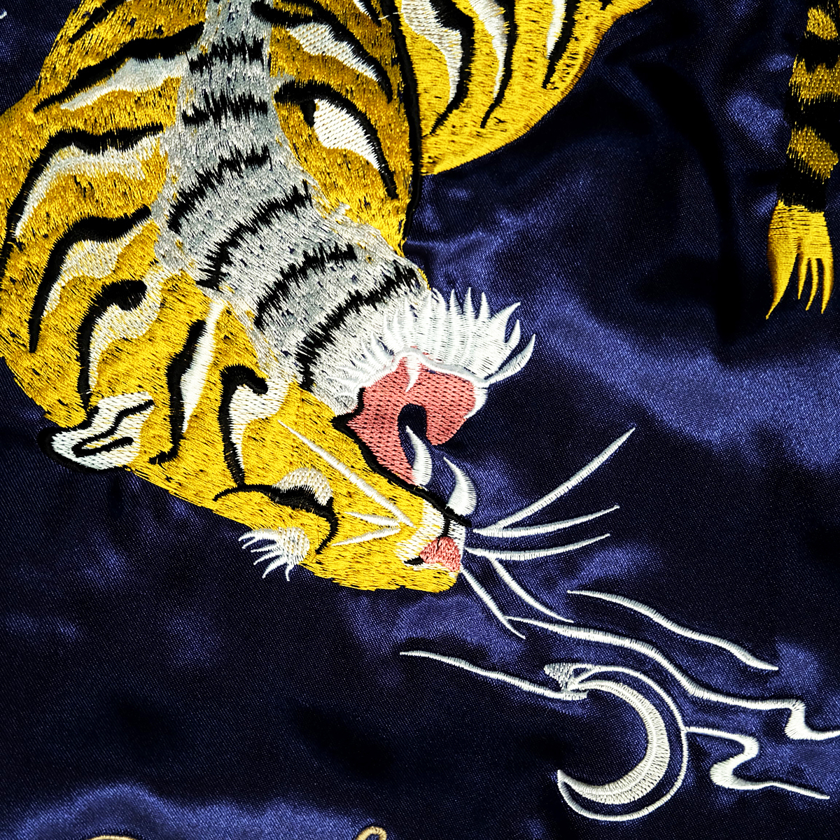 Vintage Japan Royal Blue Tiger Embroidery Bomber Jacket - Maker of Jacket