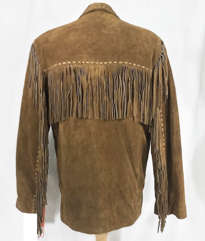 Native American Brown Buckskin Leather Fringed Jacket - Maker of Jacket