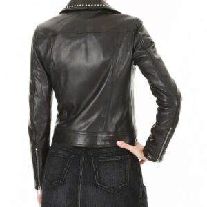 Silver Studded Biker Jacket with Pins