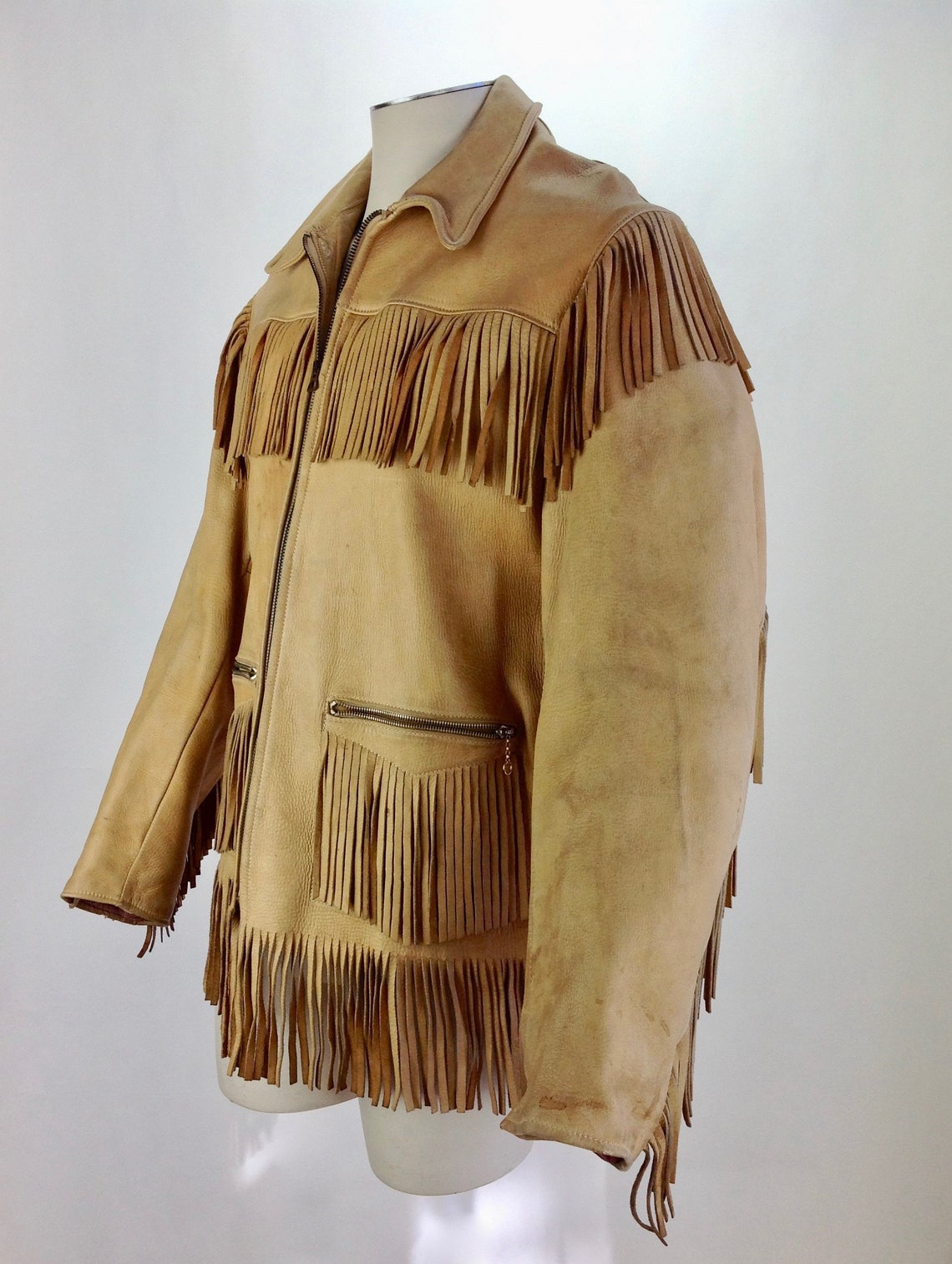 1950's Buckskin Fringe Leather Vintage Jacket - Maker of Jacket