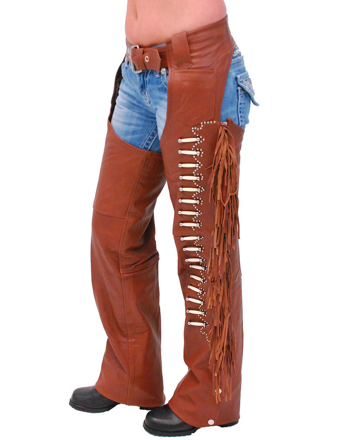 Mens leather clearance chaps with fringe