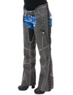 eyelet-trim-stretch-thigh-vintage-gray-leather-chaps