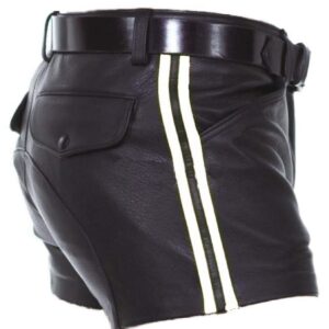 men-real-leather-black-with-white-strips-shorts