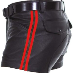 mens-real-leather-black-with-red-strips-shorts