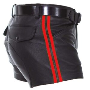 mens-real-leather-black-with-red-strips-shorts