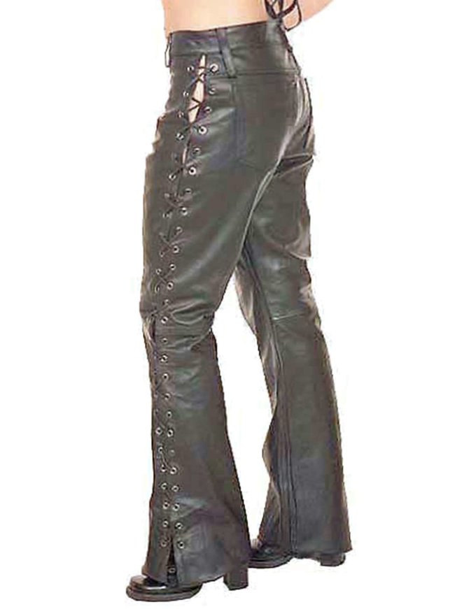 激安大阪店 Eyelet Leather Pants (Black) - レディースファッション>ボトムス>パンツ