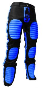 Black Blue Heavy Duty Lace Up Leather Pant