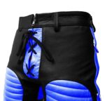 Black Blue Heavy Duty Lace Up Leather Pant