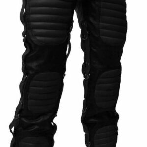 Black Heavy Duty Lace Up Leather Pant