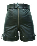 Black Leather Zip Locking Shorts