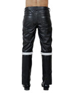 Men Real Black and White Leather Bikers Pant back