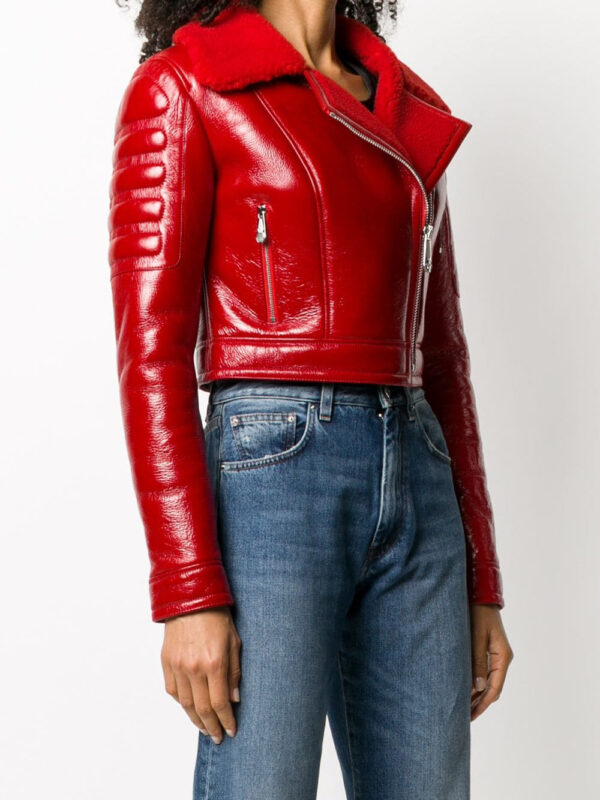 red-shearling-fur-leather-padded-biker-jacket