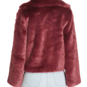 Wine Short Faux Fur Coat