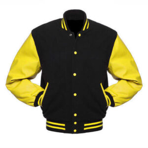 Black Varsity Letterman Baseball Bomber Jacket