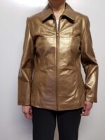 Bronze Metallic Leather Women Jacket