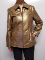 Bronze Metallic Leather Women Jacket