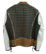 Brown Full Studded Biker Leather Jacket