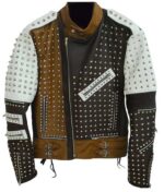 Brown Full Studded Biker Leather Jacket